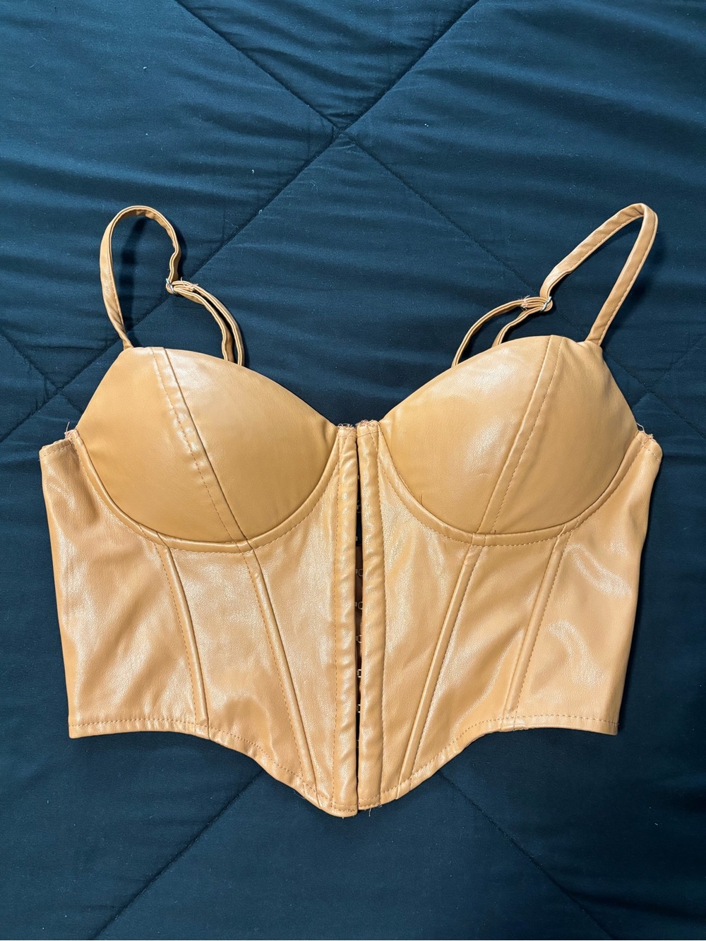 Target Camel Faux Leather Longline Bustier Top